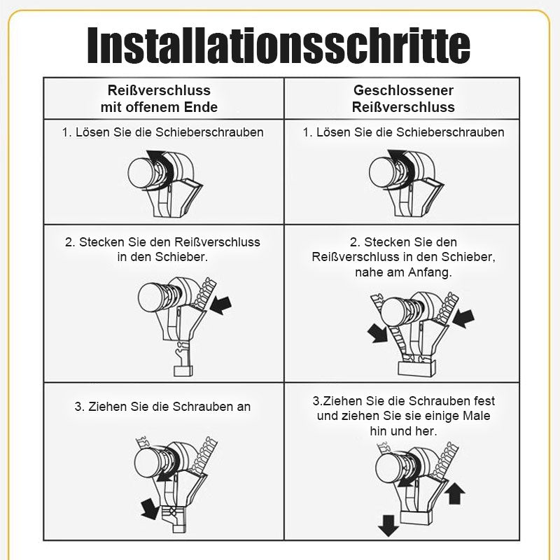 Abnehmbarer Reißverschlussschieber